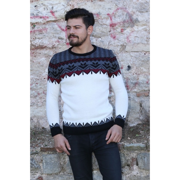 Desenli Kalın Kışlık Erkek Günlük Triko Kazak