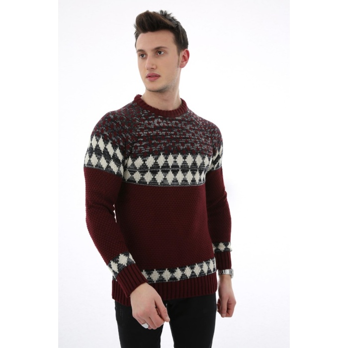 Desenli Kalın Kışlık Erkek Günlük Triko Kazak