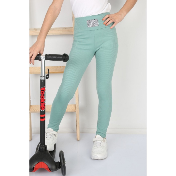 Fitilli Şardonlu Mint Kız Çocuk Günlük Tayt