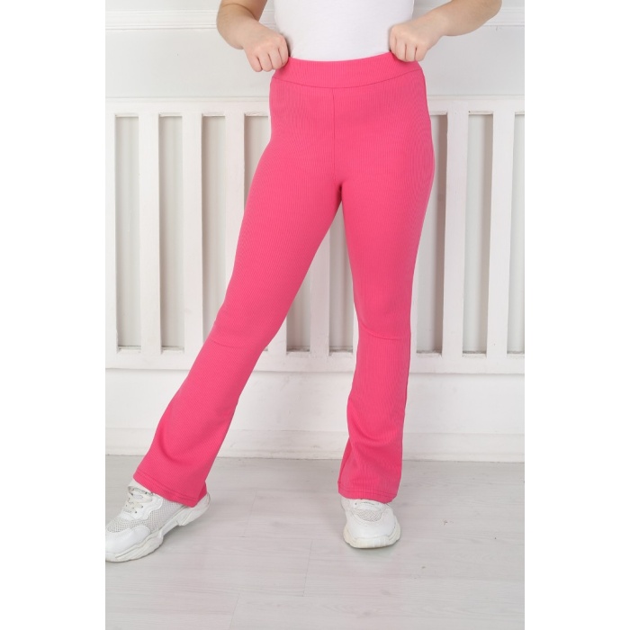 İspanyol Paça Birinci Kalite Fitilli Kumaş Fuşya Kız Çocuk Günlük Tayt