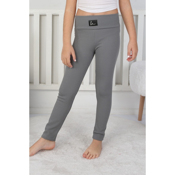 Şardonlu Fitilli Kumaş Arma Detaylı Kız Çocuk Günlük Tayt