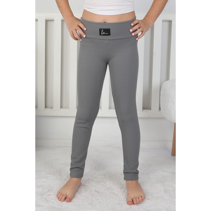 Şardonlu Fitilli Kumaş Arma Detaylı Kız Çocuk Günlük Tayt