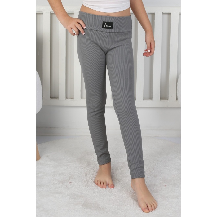 Şardonlu Fitilli Kumaş Arma Detaylı Kız Çocuk Günlük Tayt