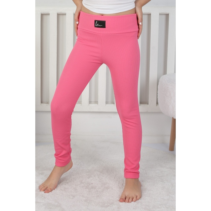 Şardonlu Fitilli Kumaş Arma Detaylı Kız Çocuk Günlük Tayt