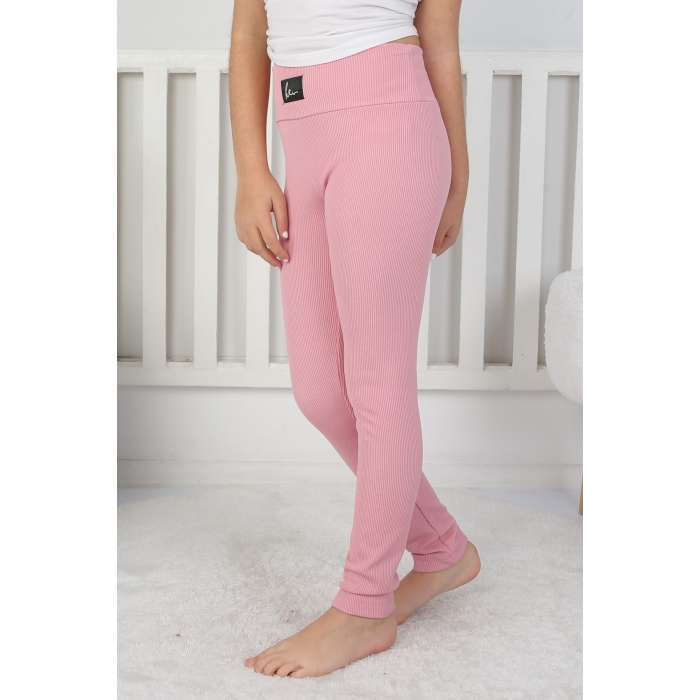 Şardonlu Fitilli Kumaş Arma Detaylı Kız Çocuk Günlük Tayt