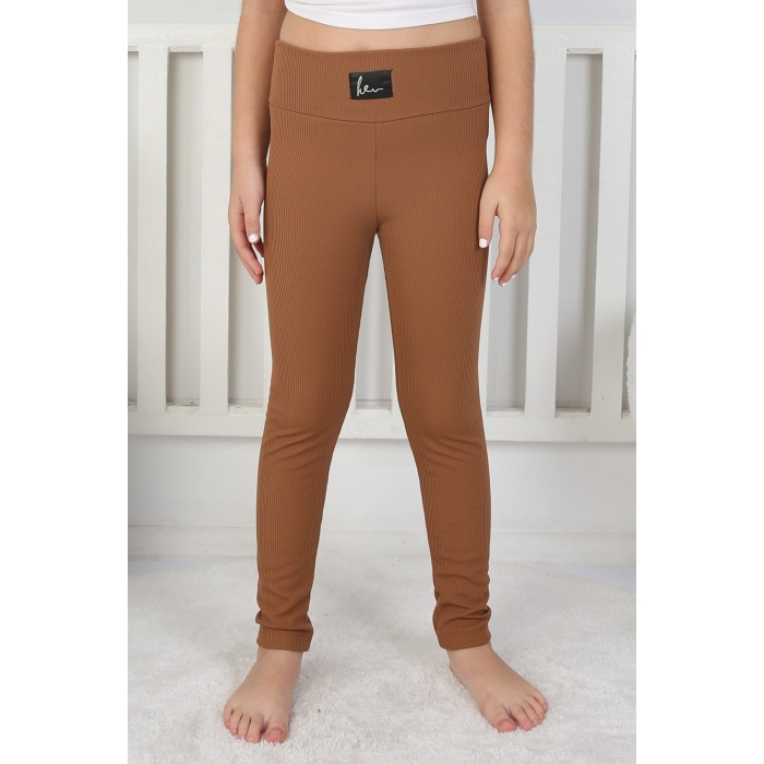 Şardonlu Fitilli Kumaş Arma Detaylı Kız Çocuk Günlük Tayt