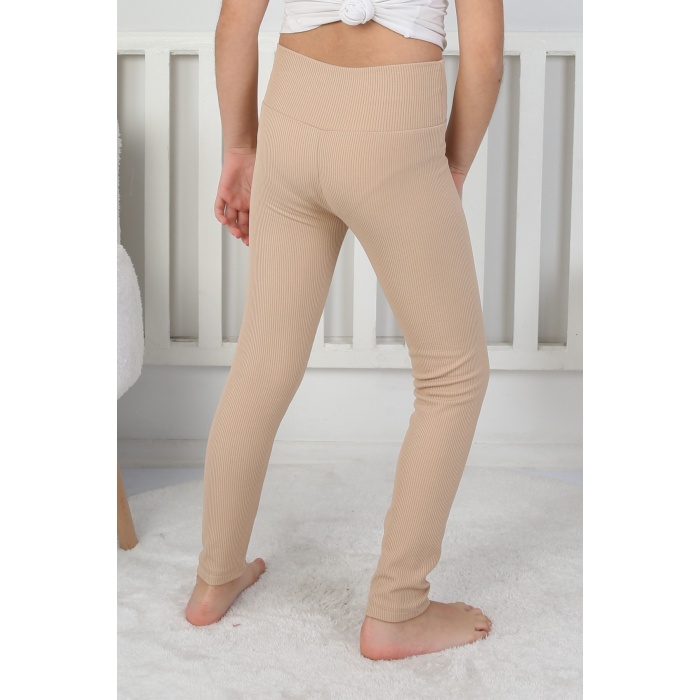 Şardonlu Fitilli Kumaş Arma Detaylı Kız Çocuk Günlük Tayt