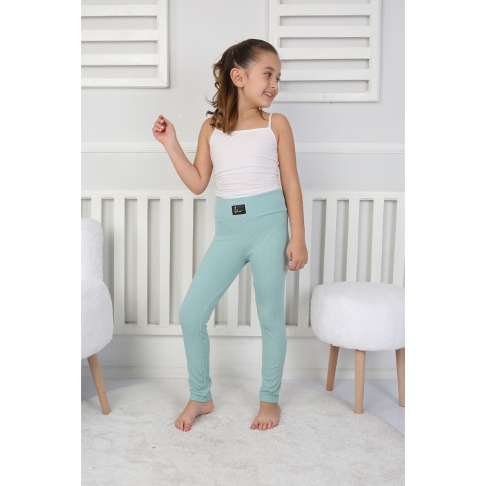 Şardonlu Fitilli Kumaş Arma Detaylı Kız Çocuk Günlük Tayt