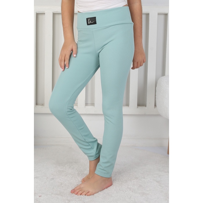 Şardonlu Fitilli Kumaş Arma Detaylı Kız Çocuk Günlük Tayt