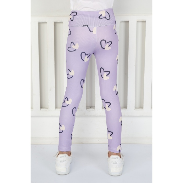 Şardonsuz Fitilli Kumaş Baskılı Kız Çocuk Günlük Tayt