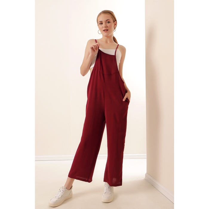 7019 Askılı Bahçivan Tulum - Bordo