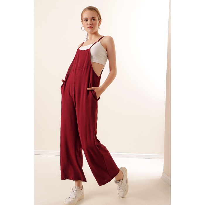 7019 Askılı Bahçivan Tulum - Bordo