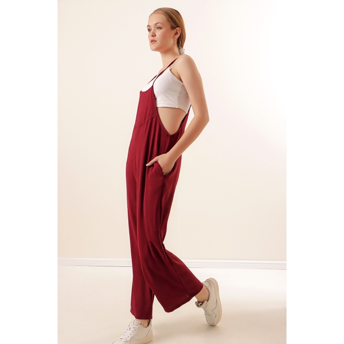 7019 Askılı Bahçivan Tulum - Bordo