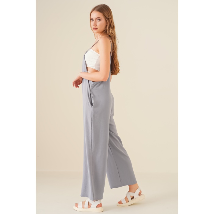 7019 Askılı Bahçivan Tulum - Gri