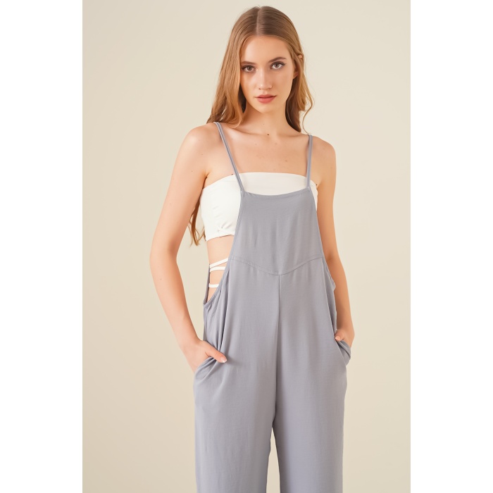 7019 Askılı Bahçivan Tulum - Gri