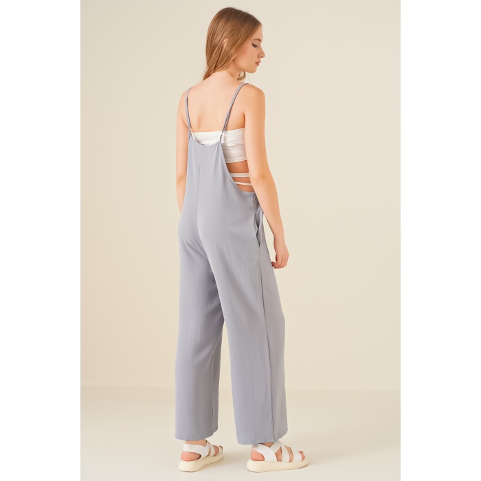 7019 Askılı Bahçivan Tulum - Gri