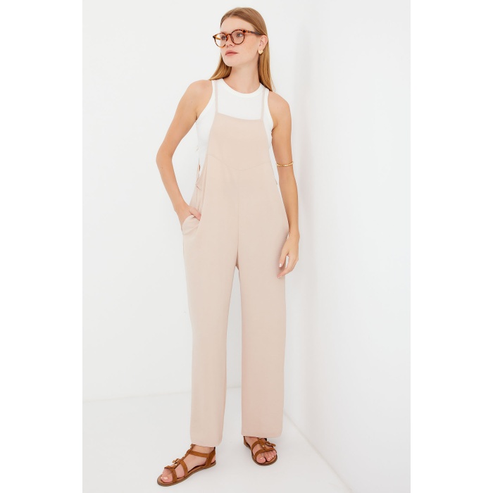 7019 Askılı Bahçivan Tulum - Krem