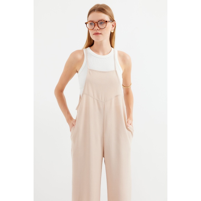 7019 Askılı Bahçivan Tulum - Krem