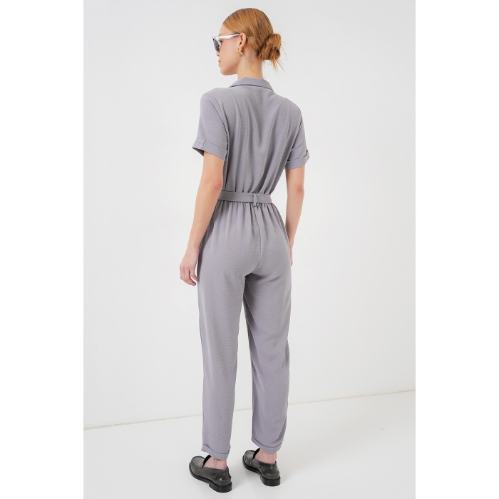 Kadın Kısa Kol Ayrobin Tulum 7030 - Gri
