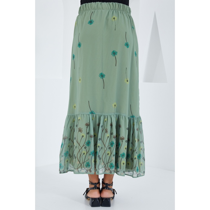 Kadın Çağla Desenli Şifon Etek 8010