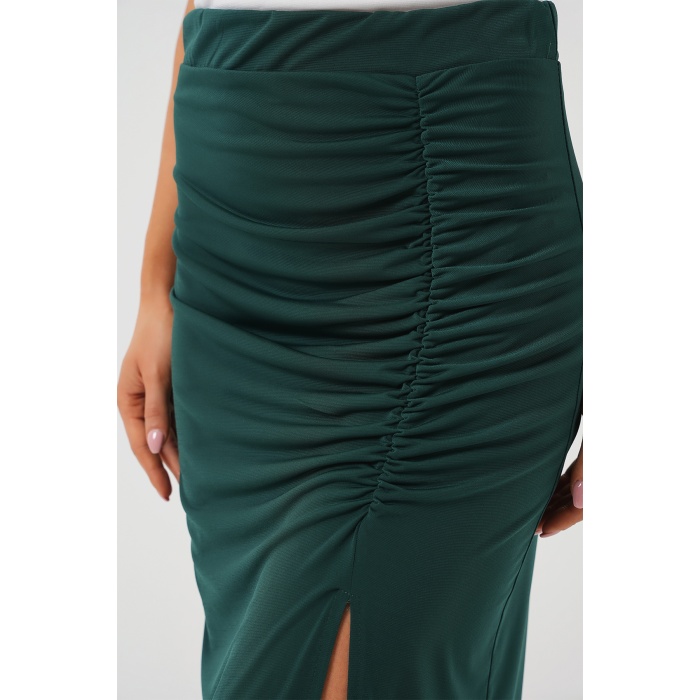 8033 Sandy Yırtmaçlı Etek - Zümrüt Yeşili