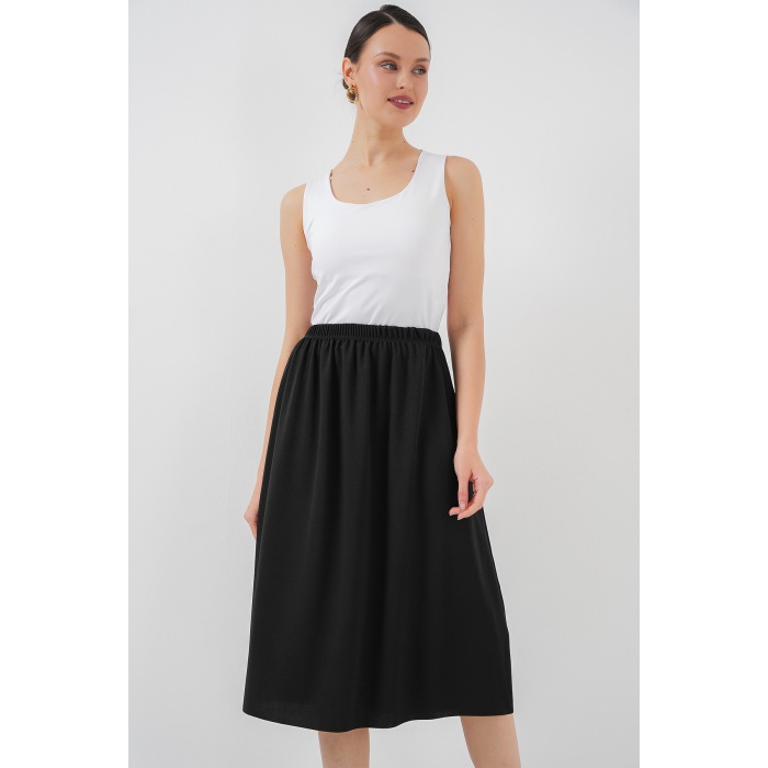 8039 Uzun Etek Astarı Jüpon - Siyah