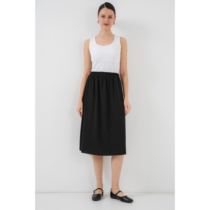 8039 Uzun Etek Astarı Jüpon - Siyah