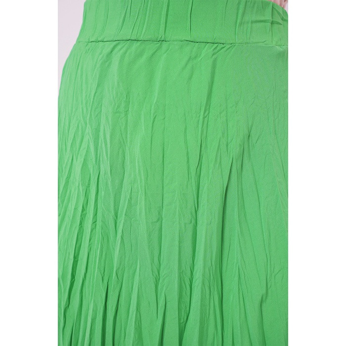 Kadın Uzun Kırışık Etek 8042 - Yeşil