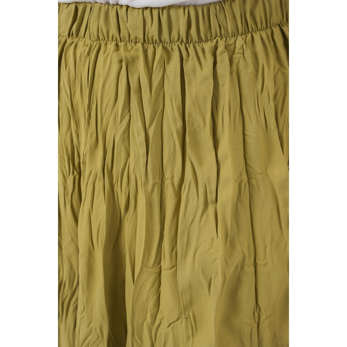 Kadın Uzun Kırışık Etek 8042 - E.Yeşil