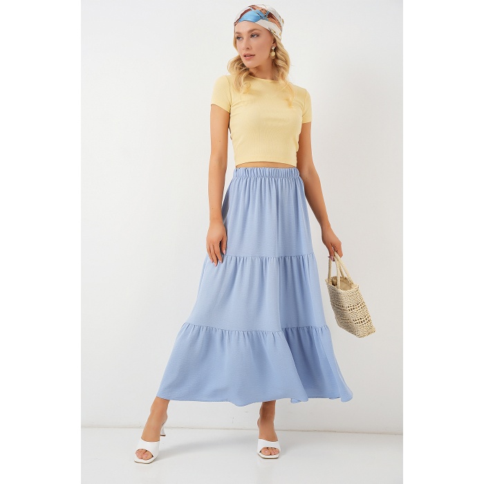 Kadın Ayrobin Uzun Etek 8048 - Mavi