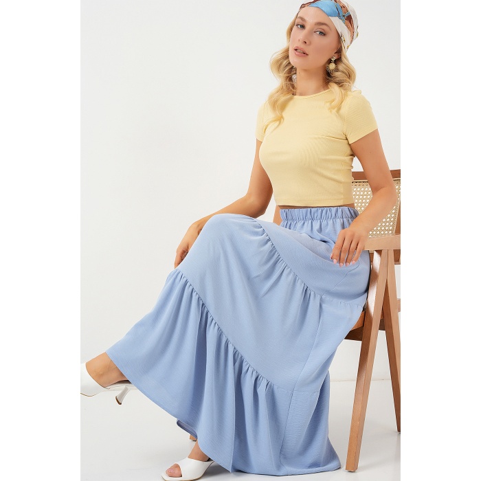 Kadın Ayrobin Uzun Etek 8048 - Mavi