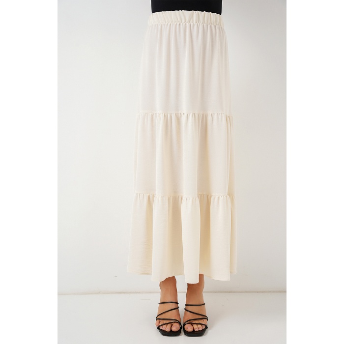 Kadın Ayrobin Uzun Etek 8048 - Krem