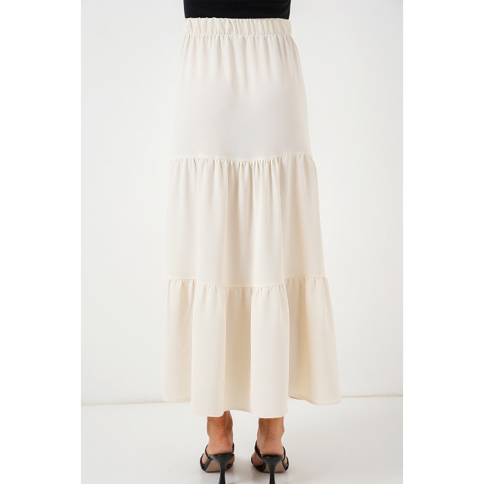 Kadın Ayrobin Uzun Etek 8048 - Krem