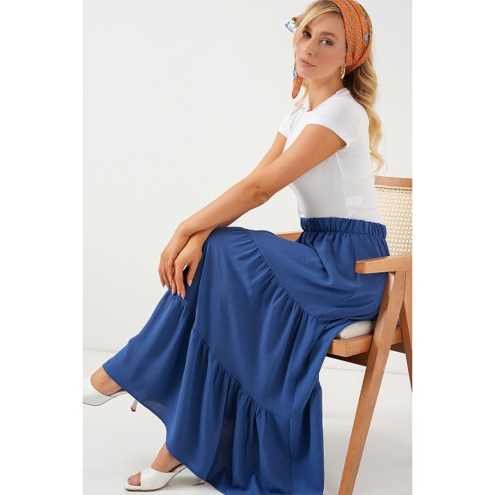 Kadın Ayrobin Uzun Etek 8048 - İndigo