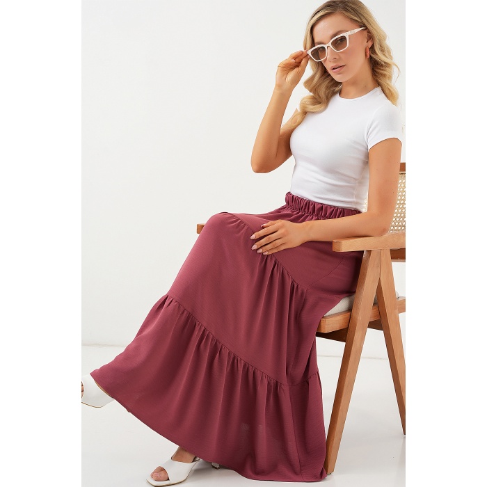 Kadın Ayrobin Uzun Etek 8048 - Gül Kurusu