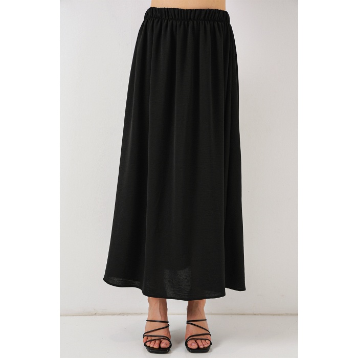 Kadın Uzun Ayrobin Etek 8050 - Siyah