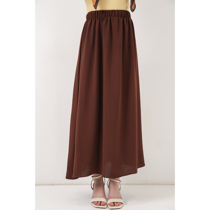 Kadın Uzun Ayrobin Etek 8050 - Kahverengi
