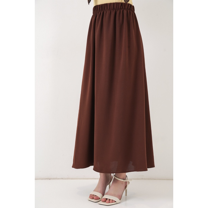 Kadın Uzun Ayrobin Etek 8050 - Kahverengi