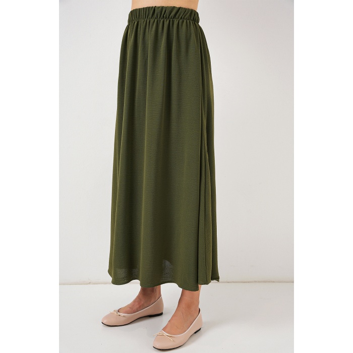 Kadın Uzun Ayrobin Etek 8050 - Haki