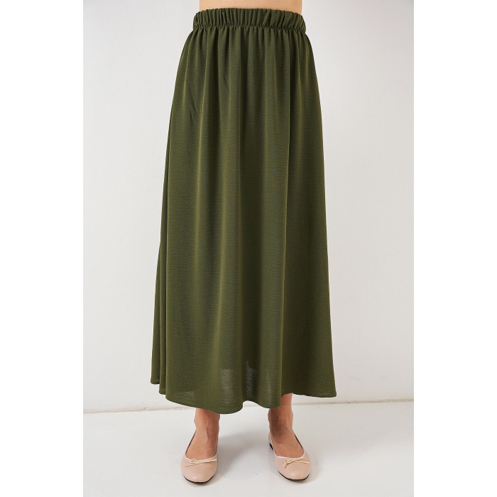 Kadın Uzun Ayrobin Etek 8050 - Haki