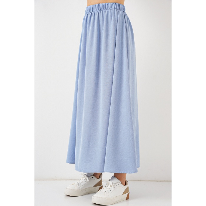Kadın Uzun Ayrobin Etek 8050 - Mavi