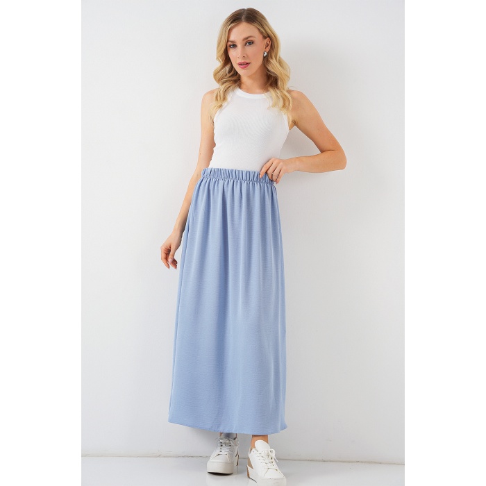 Kadın Uzun Ayrobin Etek 8050 - Mavi