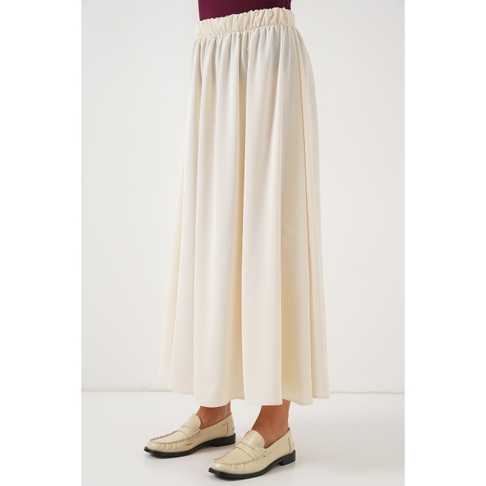 Kadın Uzun Ayrobin Etek 8050 - Krem