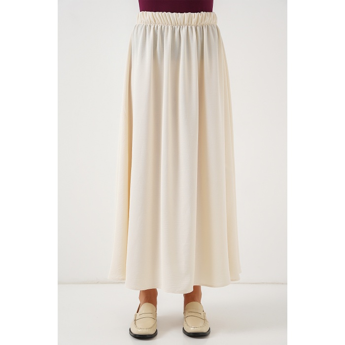 Kadın Uzun Ayrobin Etek 8050 - Krem