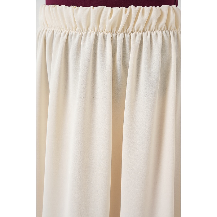 Kadın Uzun Ayrobin Etek 8050 - Krem