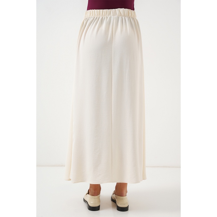 Kadın Uzun Ayrobin Etek 8050 - Krem