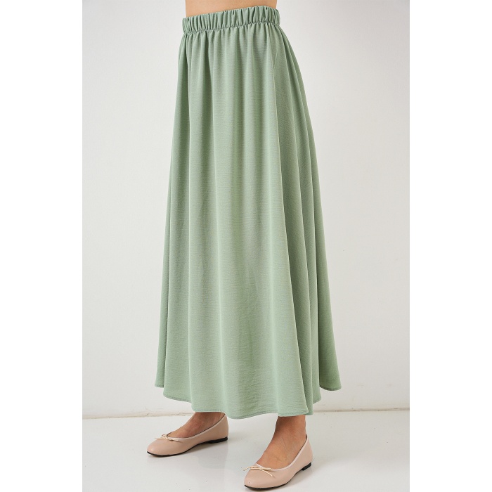 Kadın Uzun Ayrobin Etek 8050 - E.Yeşil