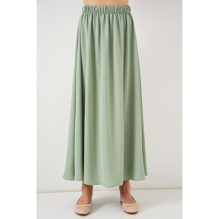Kadın Uzun Ayrobin Etek 8050 - E.Yeşil