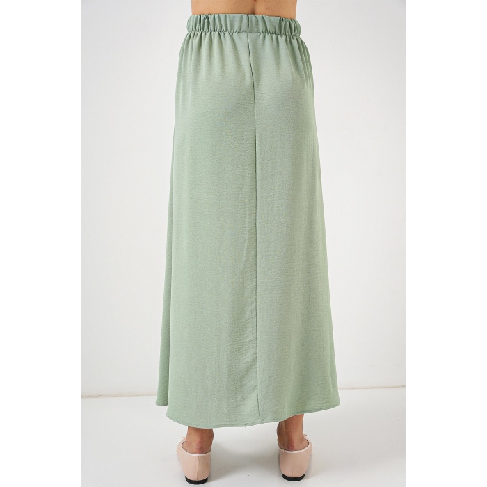Kadın Uzun Ayrobin Etek 8050 - E.Yeşil