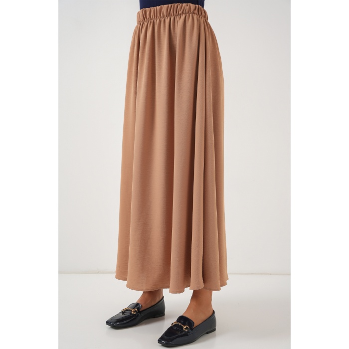 Kadın Uzun Ayrobin Etek 8050 - Camel